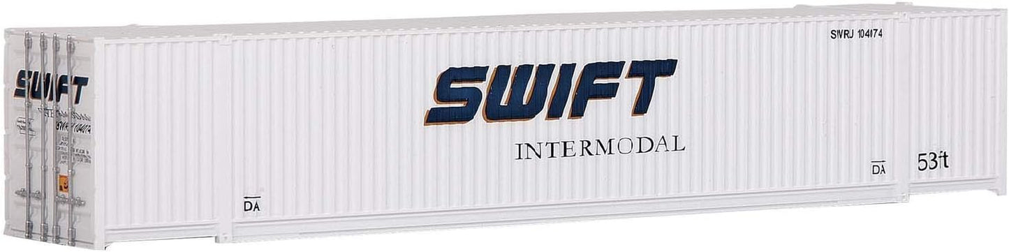 Walthers HO Scale 53' Swift Livery Corrugated-Side Container - Ideal Addition for Your Model Railroad!