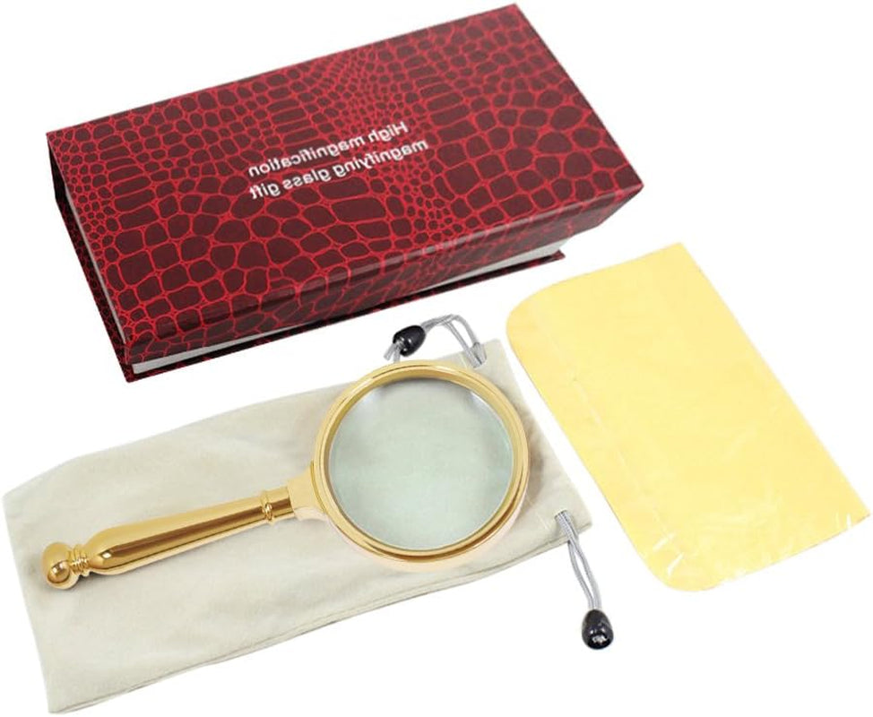 10X Handheld Magnifier with Metal Handle - 80mm Magnifying Glass for Reading Maps, Newspapers, and More - Excellent Gift for Seniors and Children