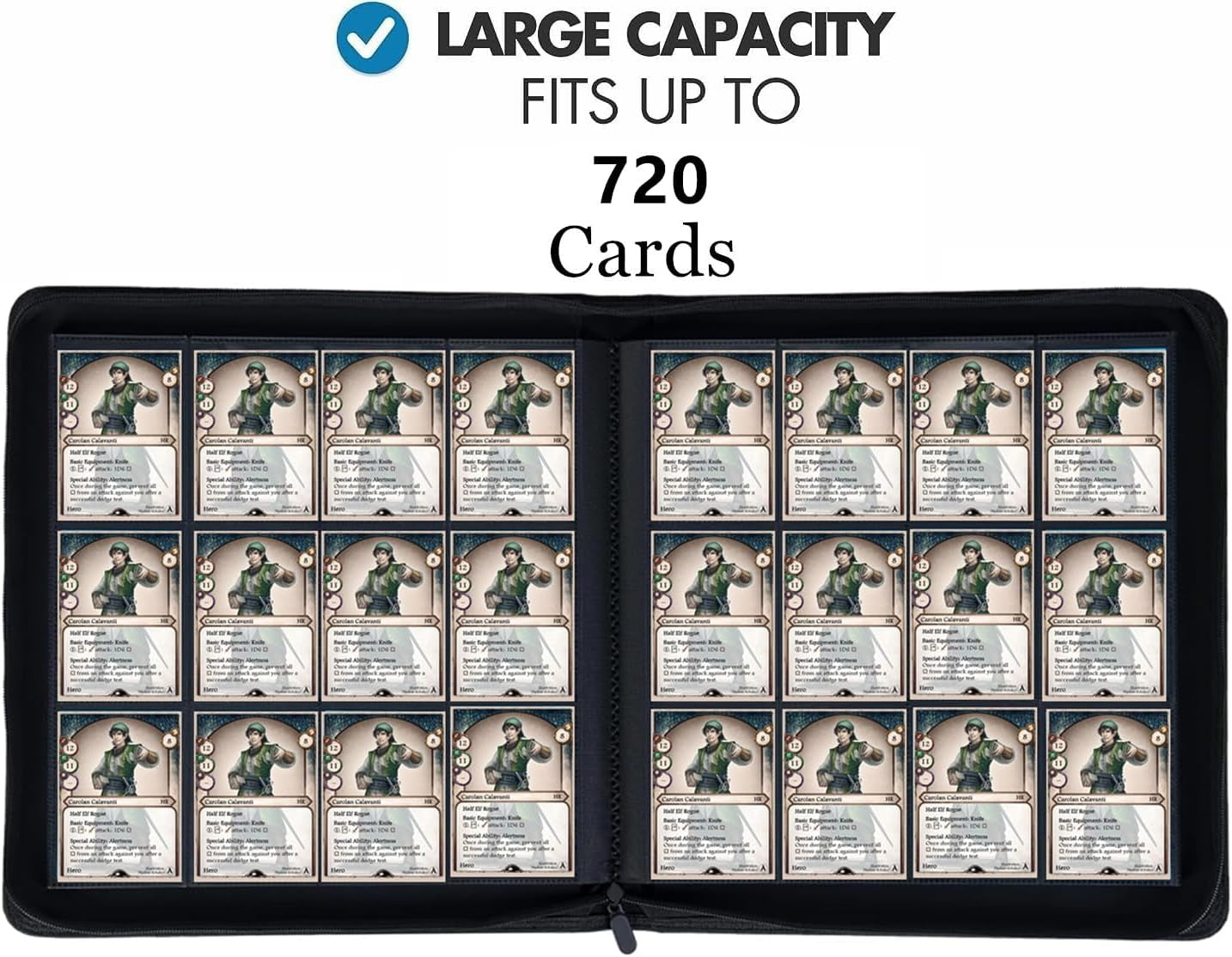 12-Pocket 720-Card Trading Card Binder with Ringless Side Loading Design