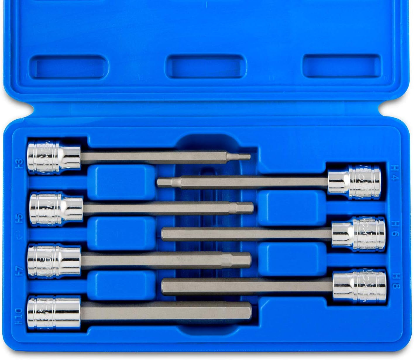 Neiko 10072A 3/8-Inch Drive Extra Long Allen Hex Bit Socket Set, SAE Sizes 1/8-Inch to 3/8-Inch, 7-Piece, Made from S2 and Cr-V Steel
