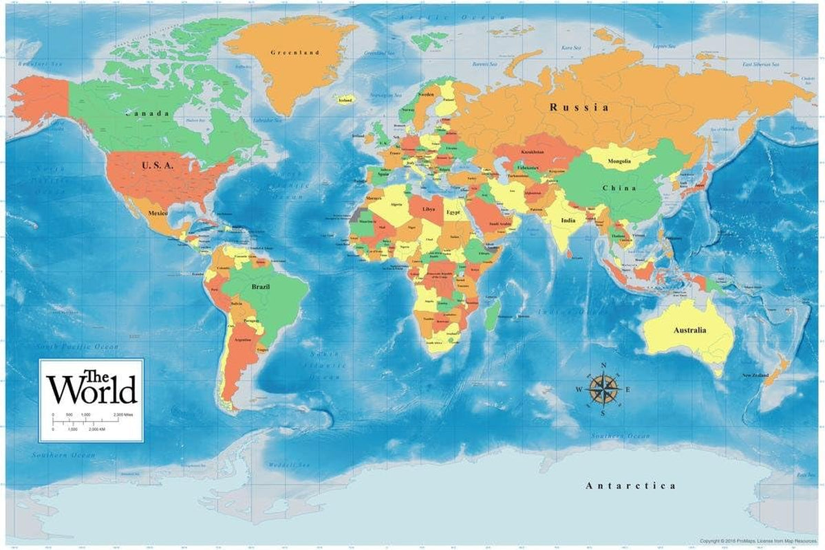 Official 2023 World Map Classroom Reference Chart Vibrant Colors Geography Geographic Chart Updated Educational Miller Projection Countries Geography Earth Cool Wall Art Print Poster 36X24