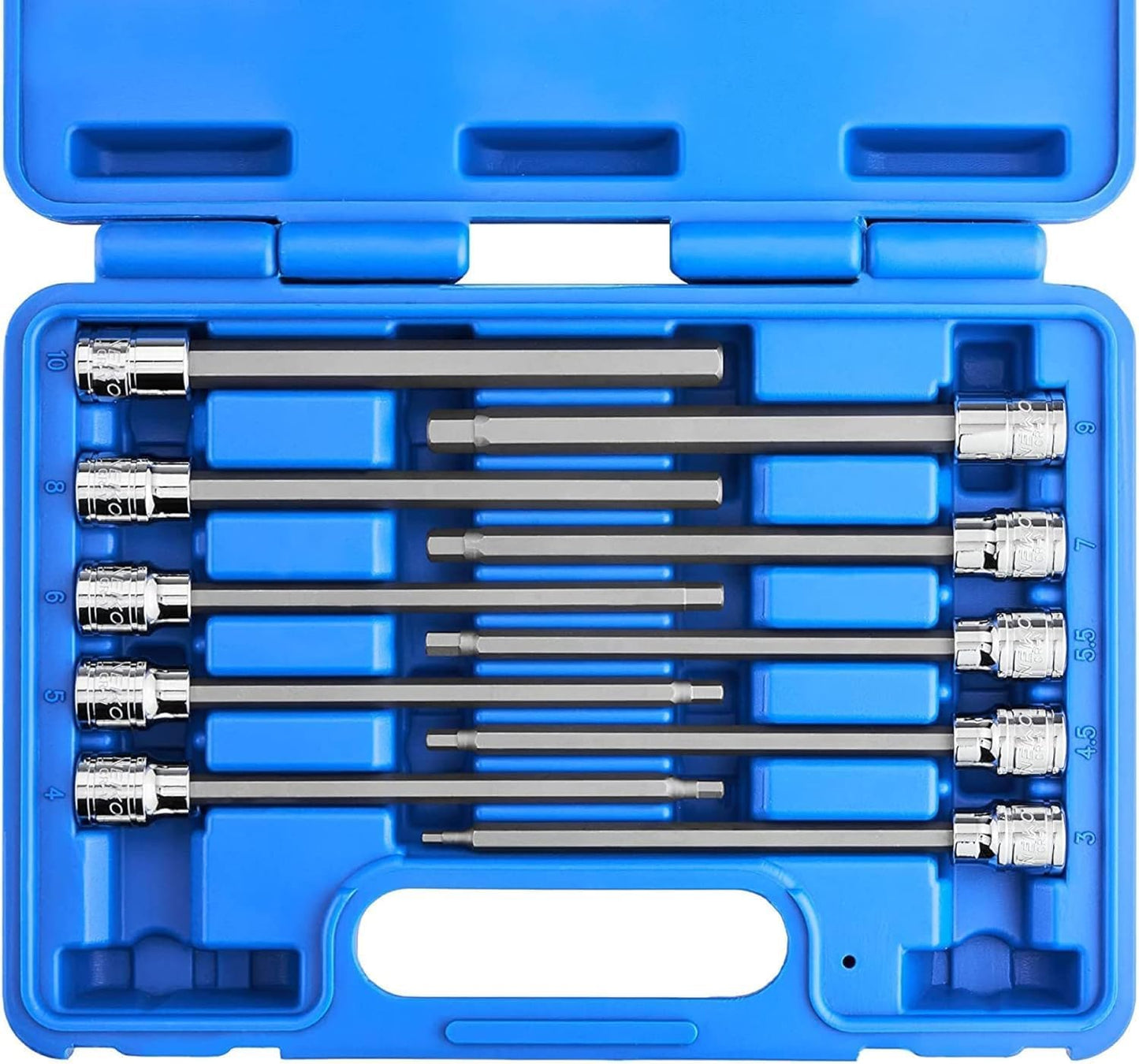 Neiko 10072A 3/8-Inch Drive Extra Long Allen Hex Bit Socket Set, SAE Sizes 1/8-Inch to 3/8-Inch, 7-Piece, Made from S2 and Cr-V Steel