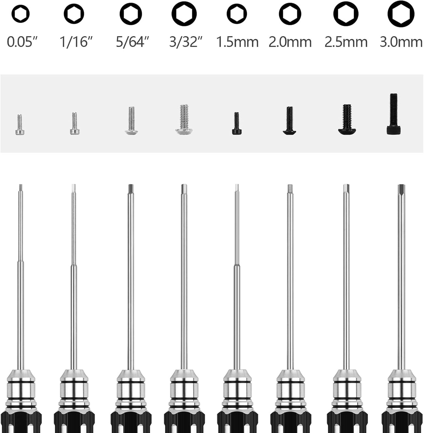 Precision 8-Piece Hex Screwdriver Set for RC Vehicles - Compatible with Traxxas and Arrma