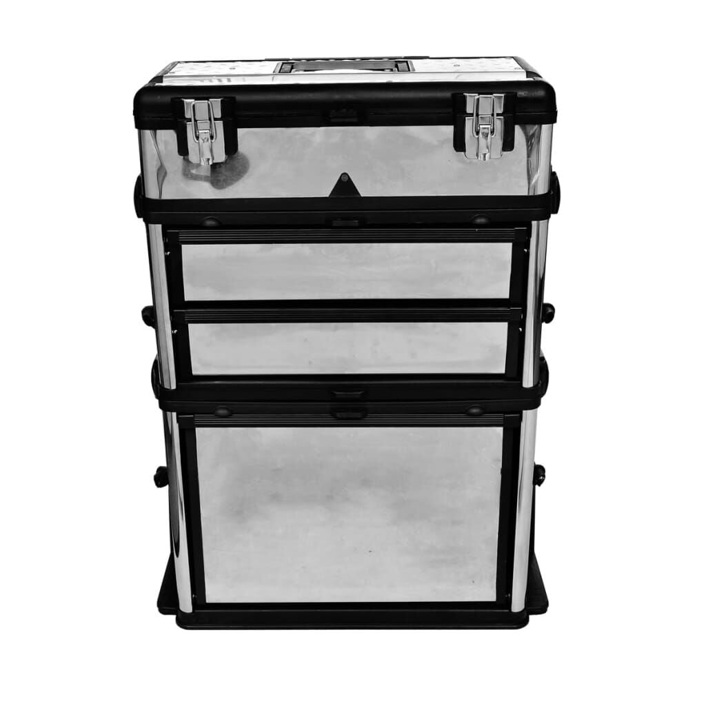 Premium 3-Compartment Rolling Tool Box with Sturdy Wheels for Effortless Mobility