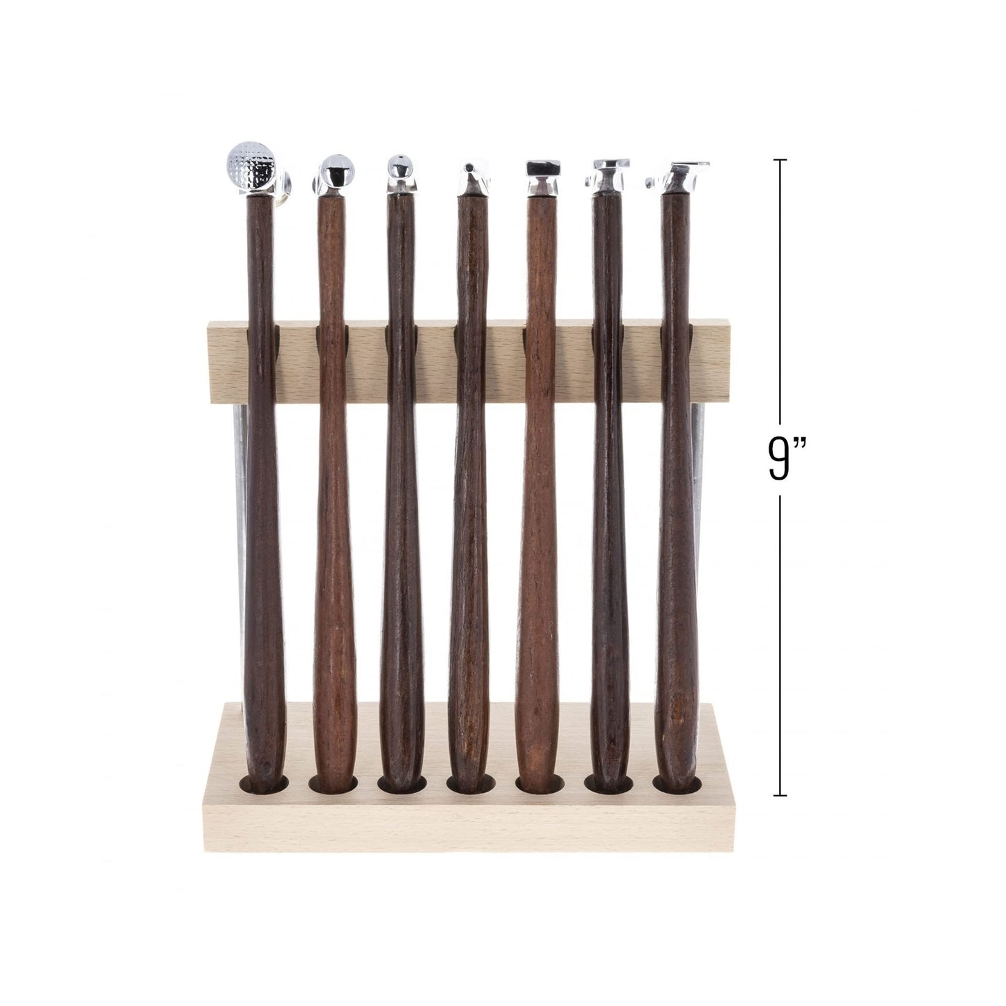 Artisan 7-Piece Double-Ended Jewelers Hammer Set with Elegant Display Stand