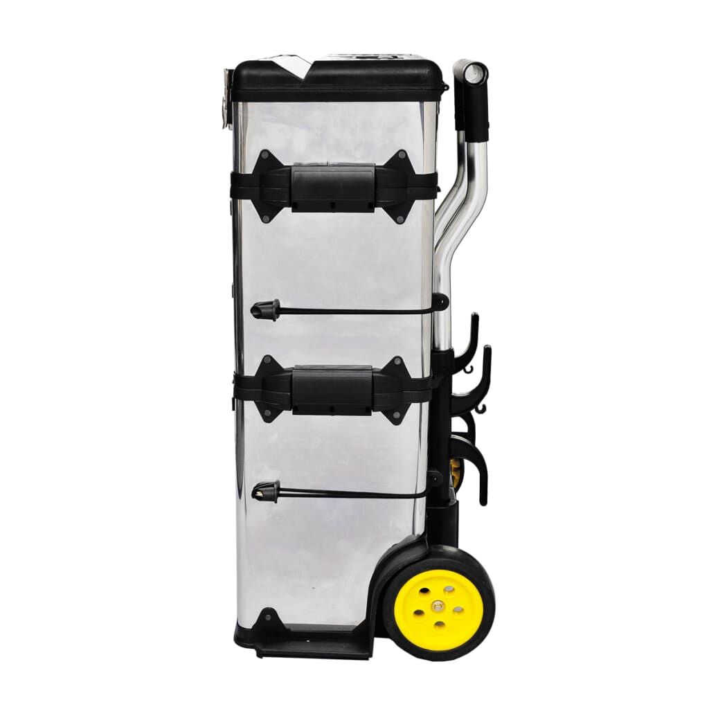 Premium 3-Compartment Rolling Tool Box with Sturdy Wheels for Effortless Mobility