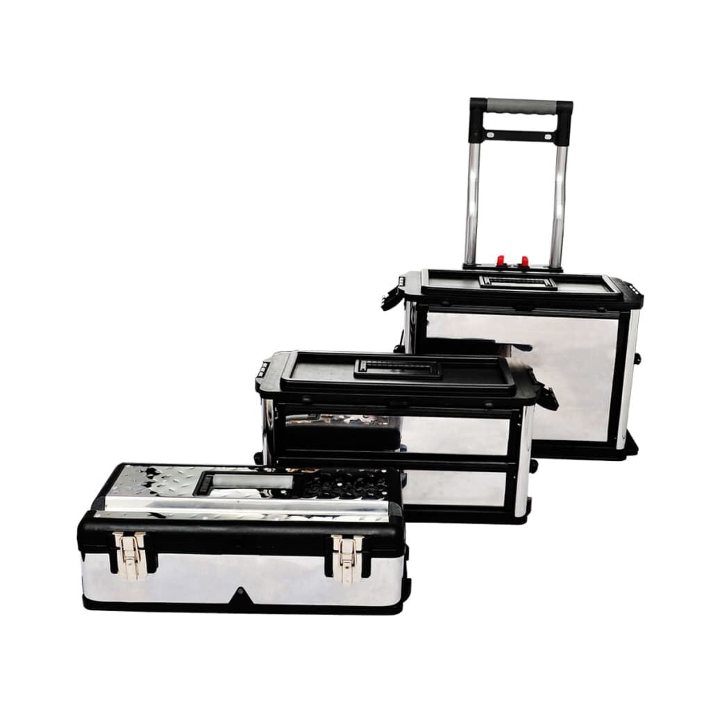 Premium 3-Compartment Rolling Tool Box with Sturdy Wheels for Effortless Mobility