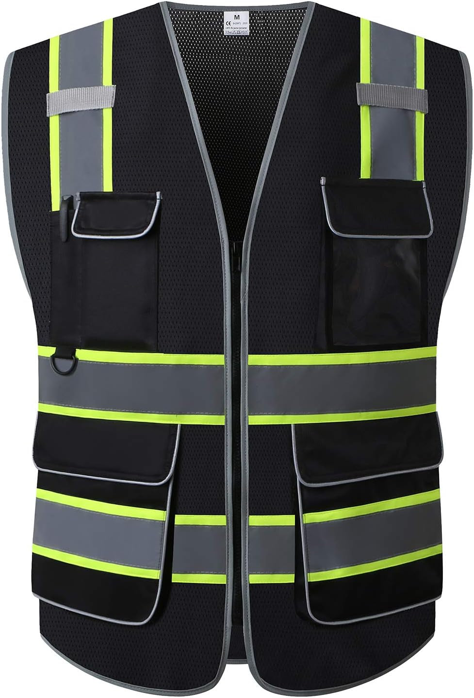 UNINOVA Class 2 High Visibility Reflective Safety Vest for Men with Pockets and Zipper, Ideal for Construction and Surveying Work