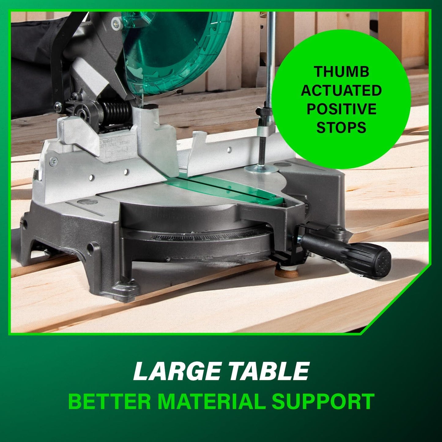 Metabo HPT 10-Inch Compound Miter Saw with 15-Amp Motor, Precision Miter Angles, Single Bevel 0-45°, 24T TCT Blade, Positive Stops, and Lightweight Design, Model C10FCGS