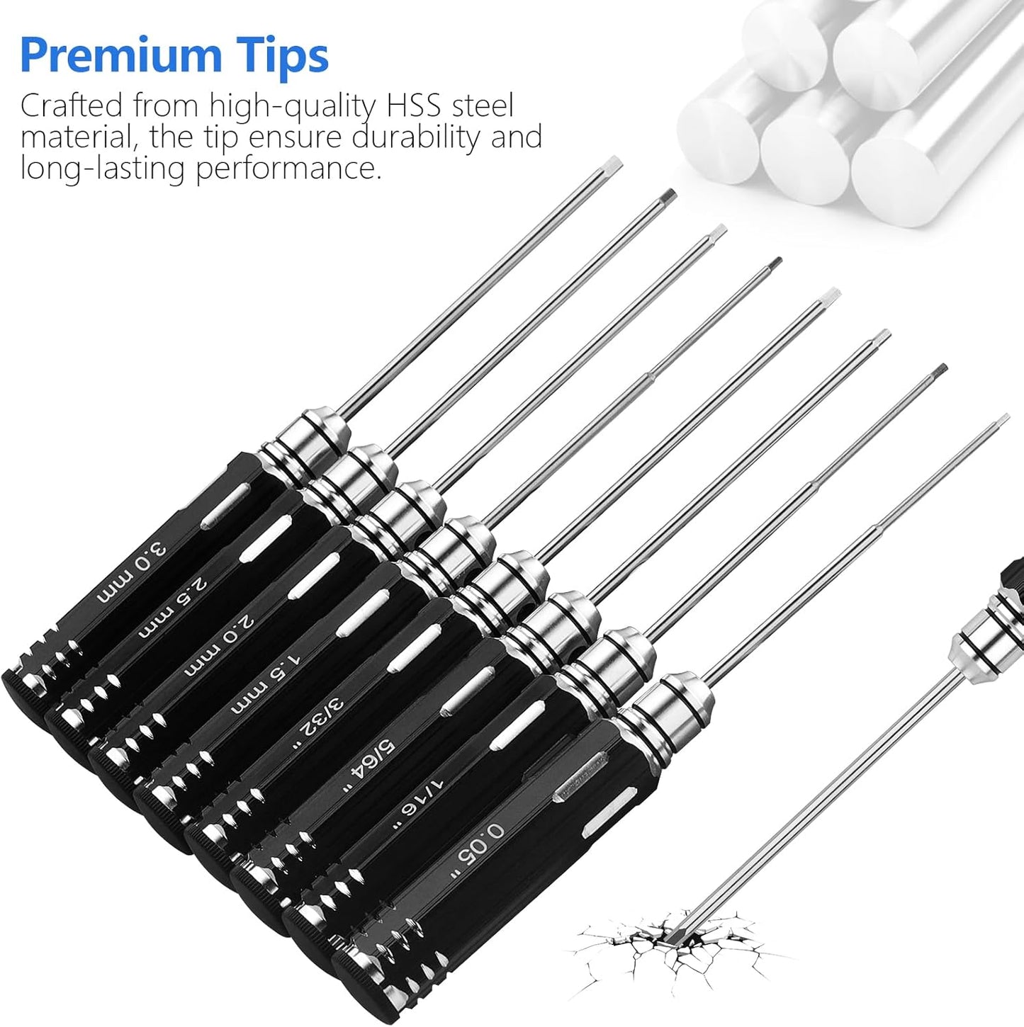 Precision 8-Piece Hex Screwdriver Set for RC Vehicles - Compatible with Traxxas and Arrma
