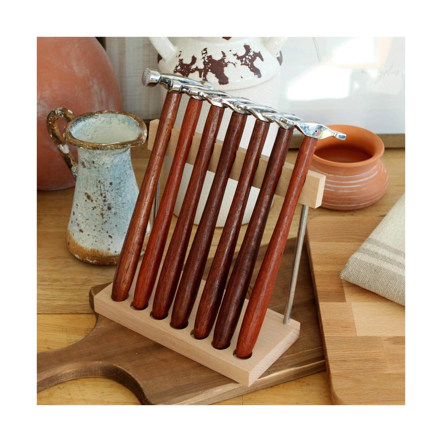 Artisan 7-Piece Double-Ended Jewelers Hammer Set with Elegant Display Stand