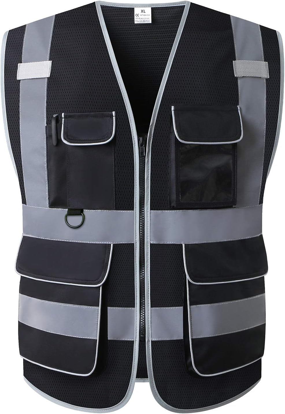 UNINOVA Class 2 High Visibility Reflective Safety Vest for Men with Pockets and Zipper, Ideal for Construction and Surveying Work