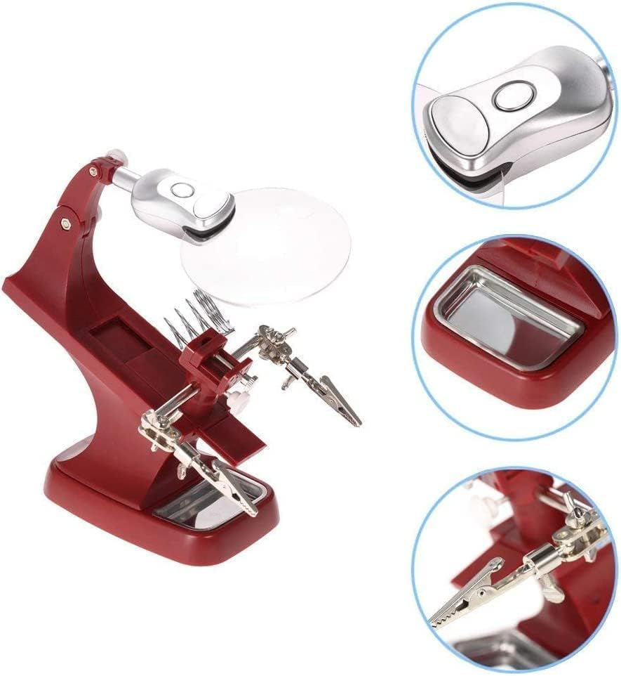 Versatile Helping Hand Magnifier Soldering Station with Dual LED Illumination for Precision Tasks