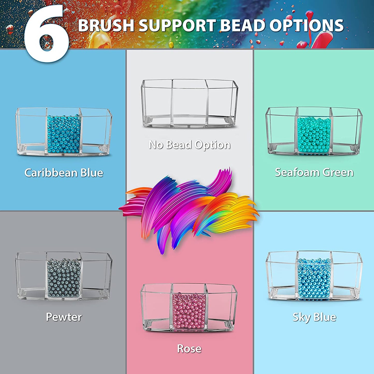 Professional Paint Organizer and Brush Holder Set - 6 Support Bead Options - Premium Crystal-Clear Acrylic with Diamond-Polish Finish - Ideal Miniature Paint Rack and Hobby Storage Solution