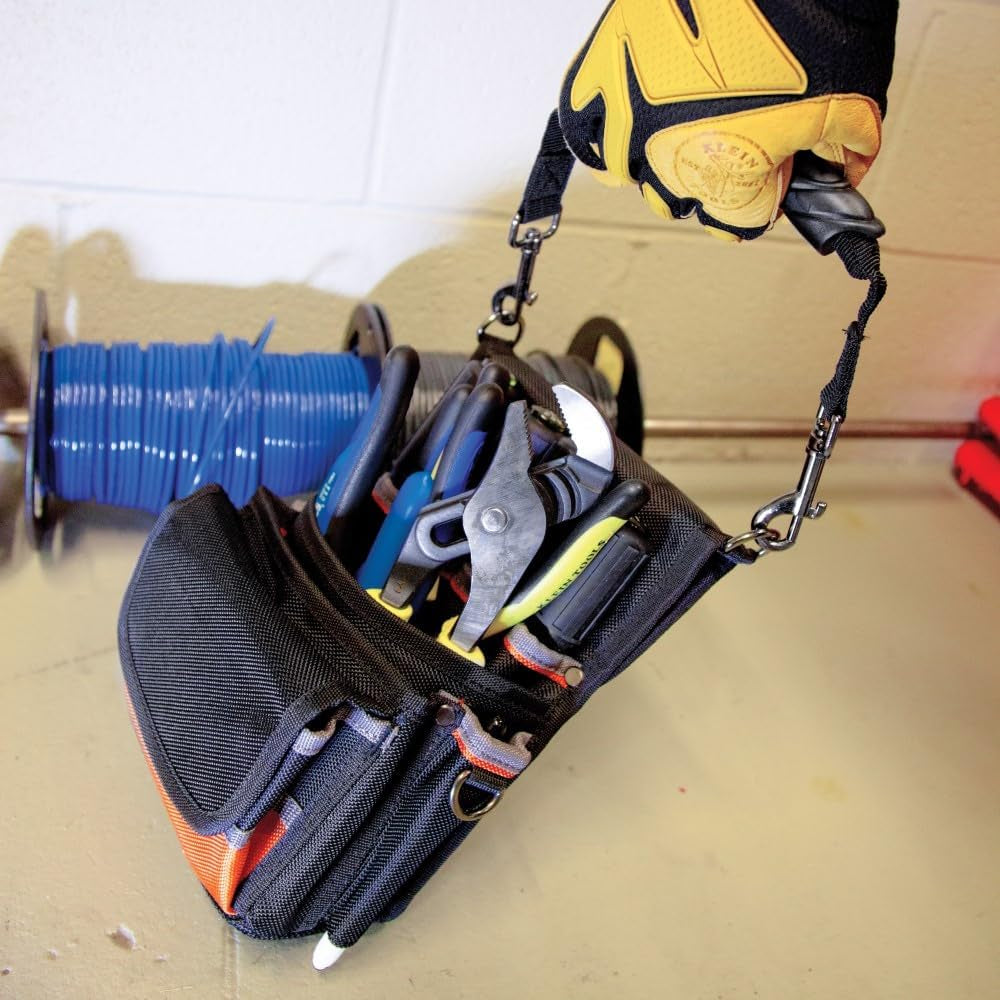 Klein Tools 5242 Tradesman Pro Tool Pouch with Electrical Tape Holder, Reinforced Base, and 9 Pockets