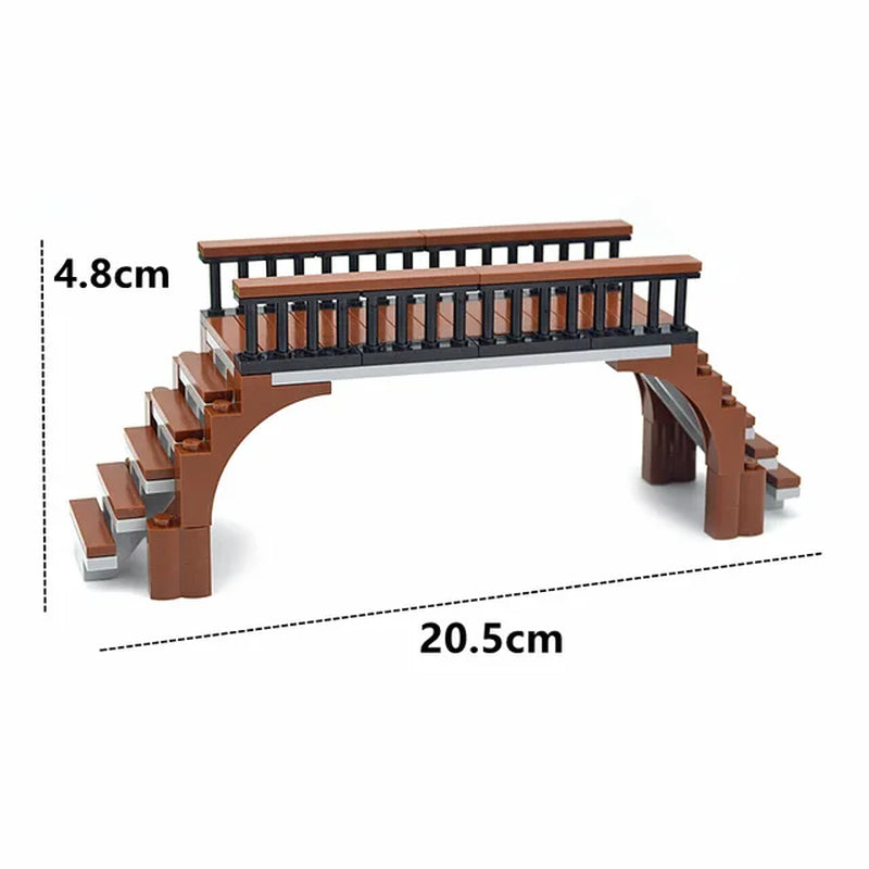 City Train Tracks & Station Building Blocks Set - Mini Signs, Signal Lights, Straight & Curved Rails for Creative Railway Models