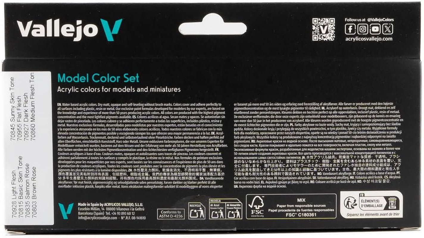 Vallejo Face and Skin Color Paint Set, 8 Colors, 17 ml (0.5 fl oz) - Pack of 8