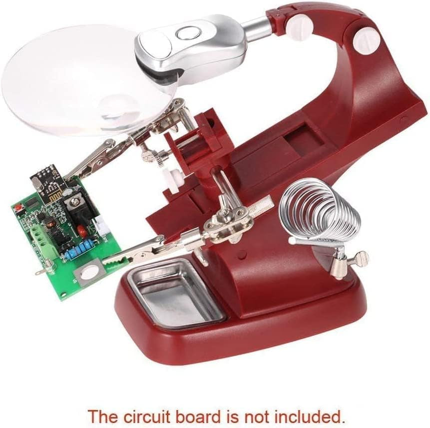 Versatile Helping Hand Magnifier Soldering Station with Dual LED Illumination for Precision Tasks