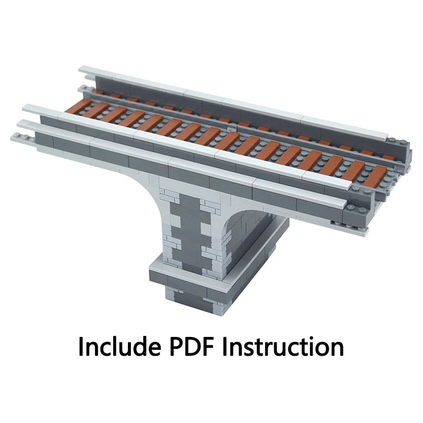 City Train Tracks & Station Building Blocks Set - Mini Signs, Signal Lights, Straight & Curved Rails for Creative Railway Models