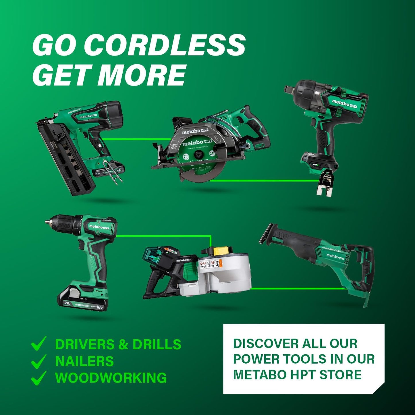 Metabo HPT 10-Inch Compound Miter Saw with 15-Amp Motor, Precision Miter Angles, Single Bevel 0-45°, 24T TCT Blade, Positive Stops, and Lightweight Design, Model C10FCGS