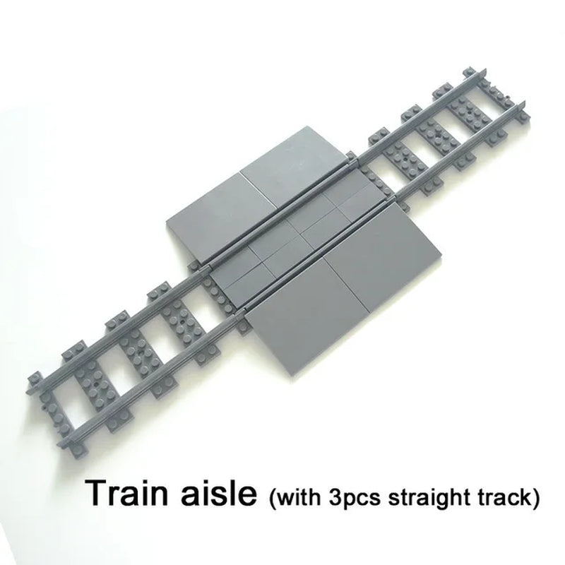 City Train Tracks & Station Building Blocks Set - Mini Signs, Signal Lights, Straight & Curved Rails for Creative Railway Models