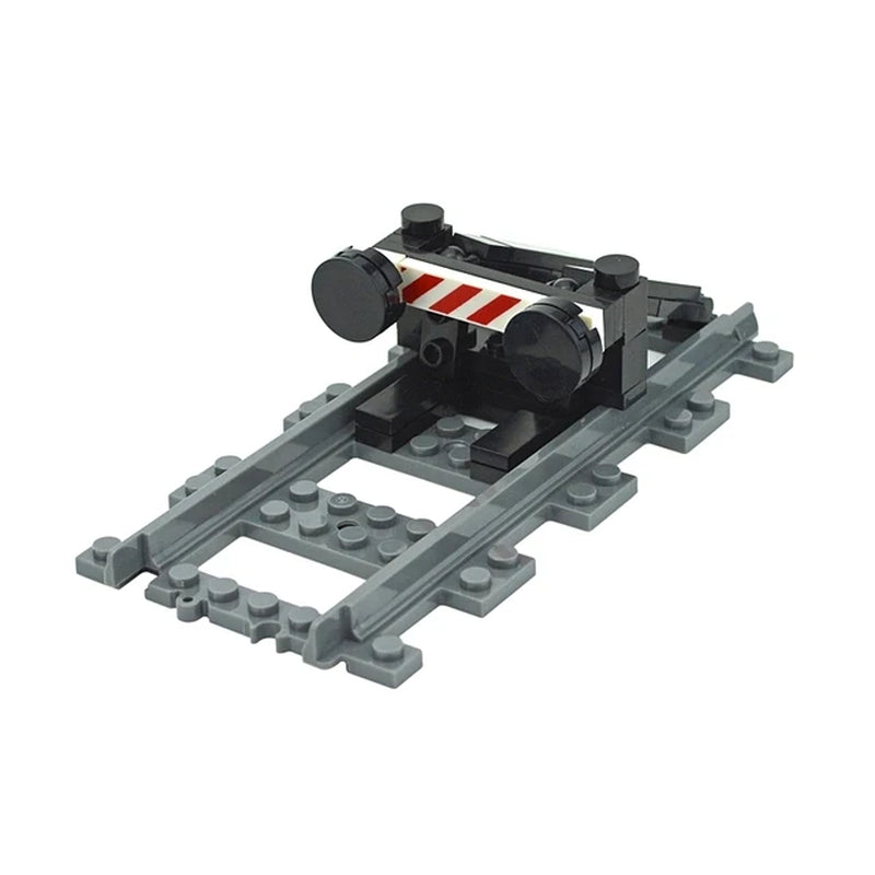 City Train Tracks & Station Building Blocks Set - Mini Signs, Signal Lights, Straight & Curved Rails for Creative Railway Models