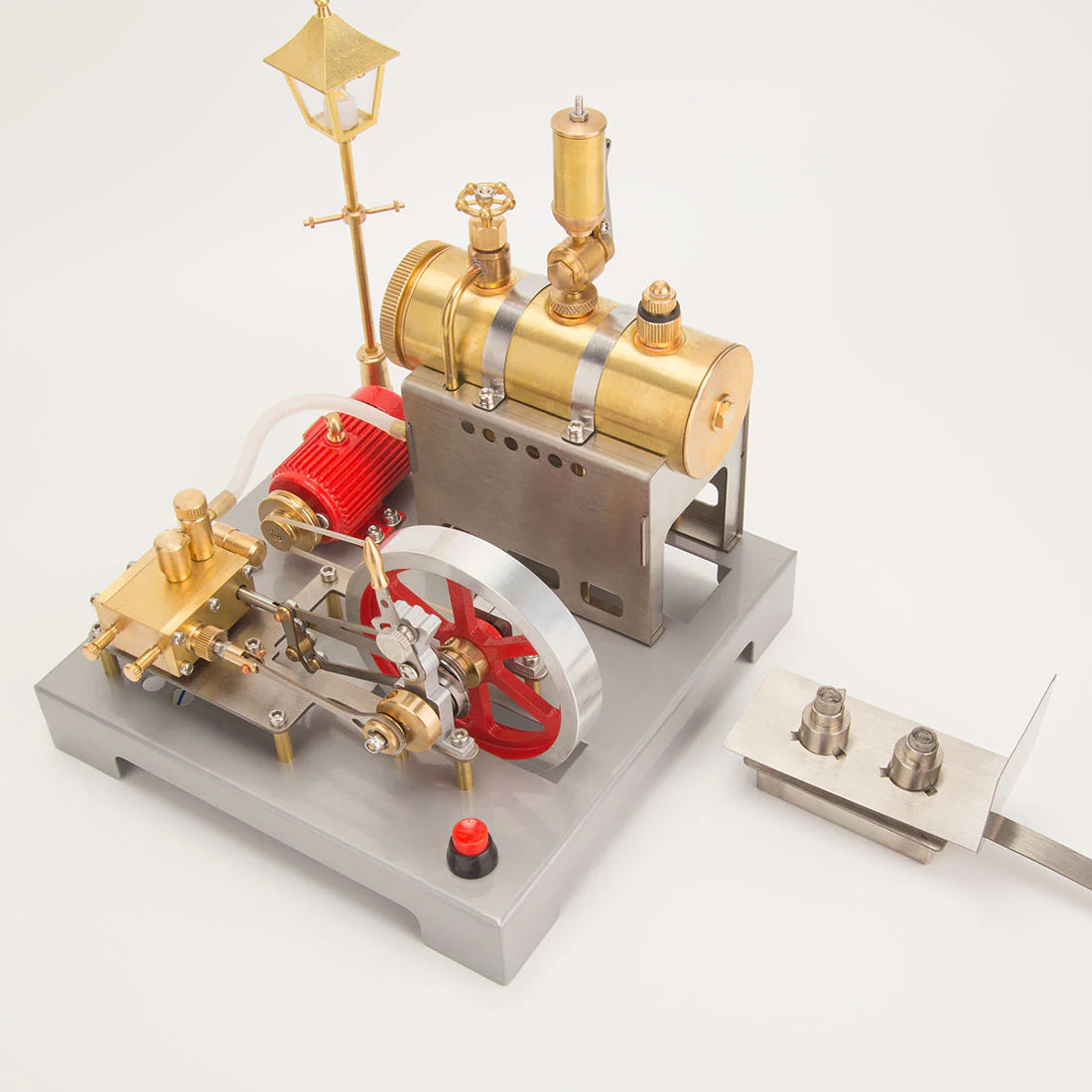 RETROL SE-02 Metal Steam Engine Model Kit with Generator Street Lamp - 100-Piece Creative Building Set