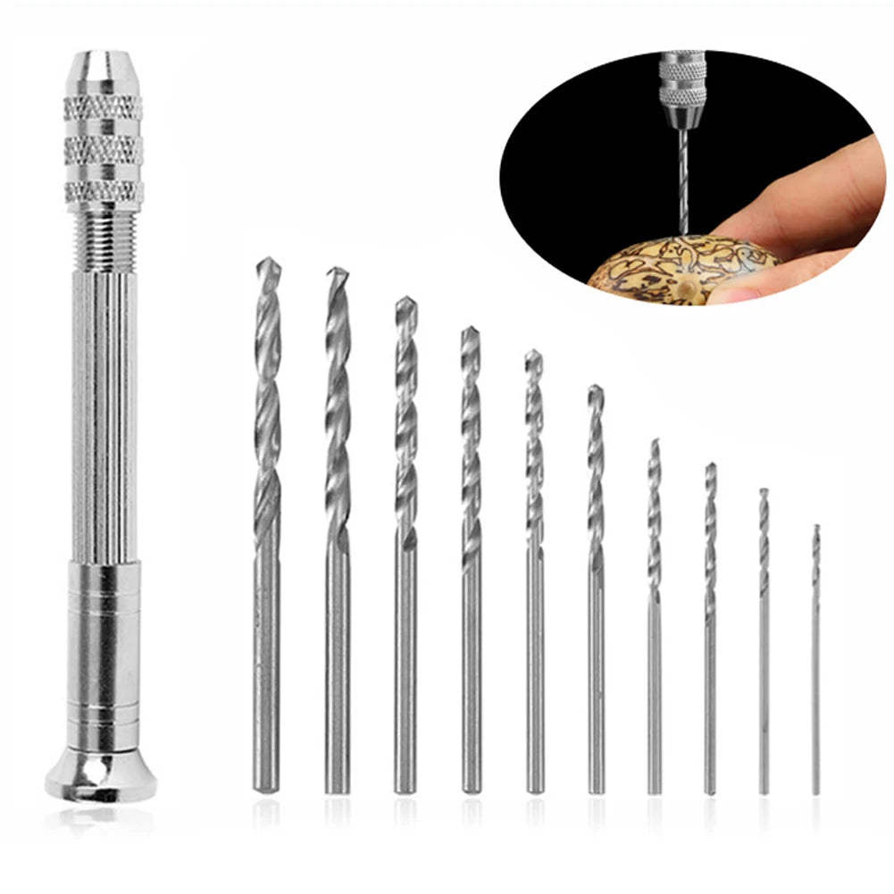 Professional Hand Drill Set with 0.8mm-3.0mm Bits for Model Making, Hobbies, and Woodworking Projects