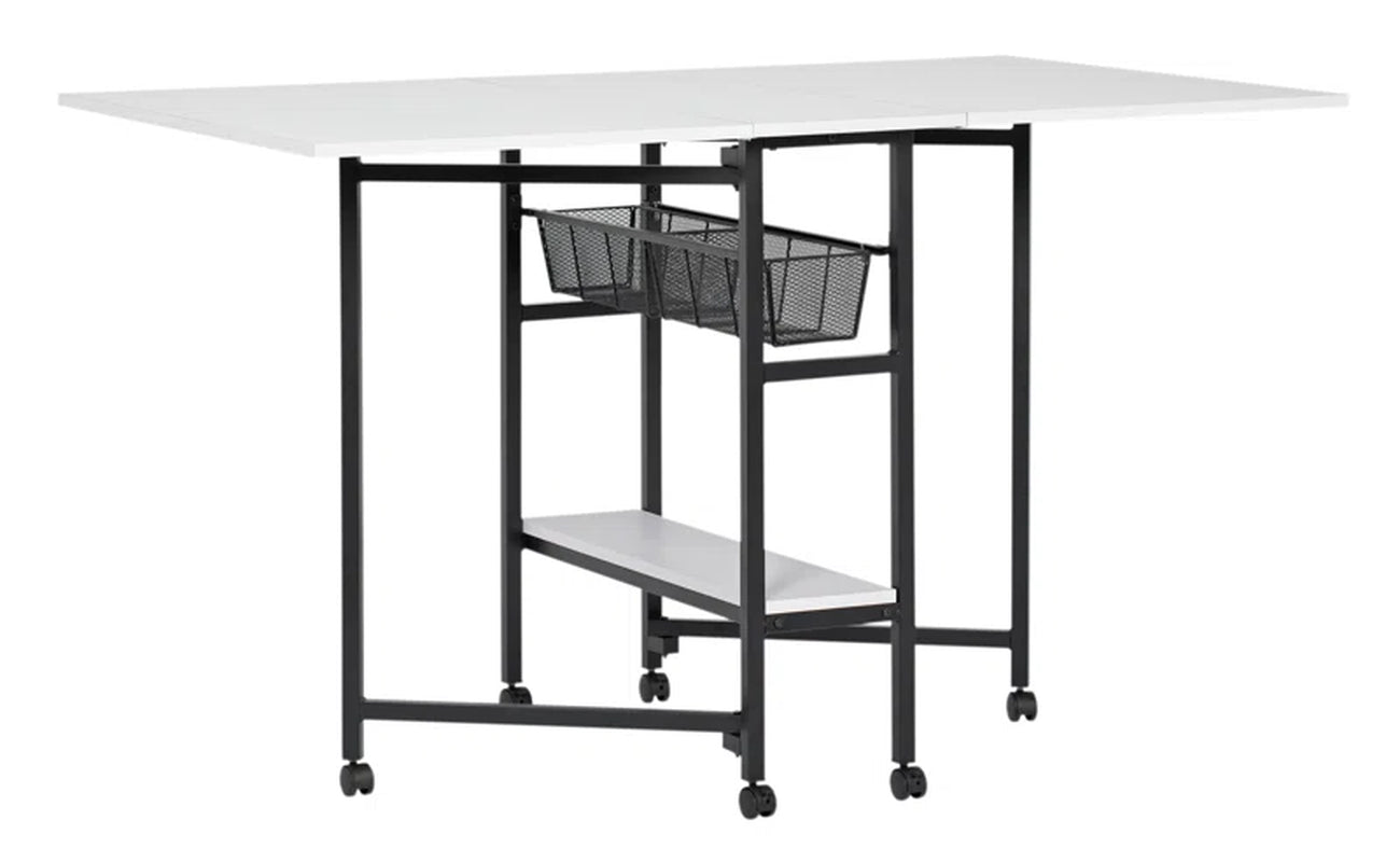 Versatile 60'' x 36'' Mobile Foldable Craft Table - Ideal for Creative Projects