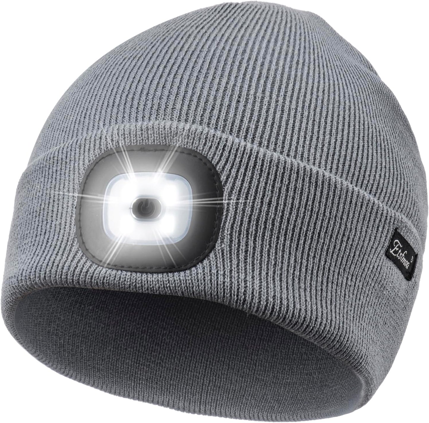 Etsfmoa Unisex USB Rechargeable Beanie with Light - Ideal Gift for Men, Dads, and Fathers