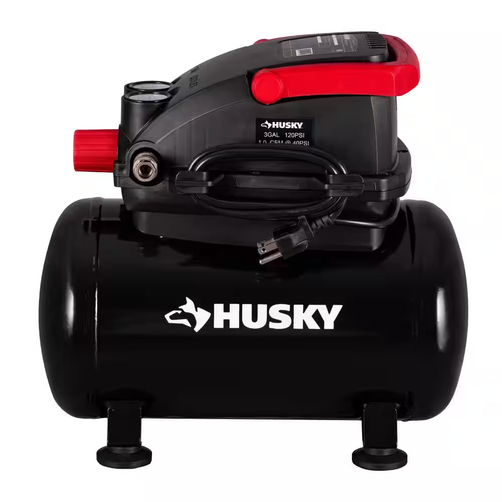 Compact 3-Gallon 120 PSI Oil-Free Hotdog Air Compressor with Foldable Handle and Quick Coupler
