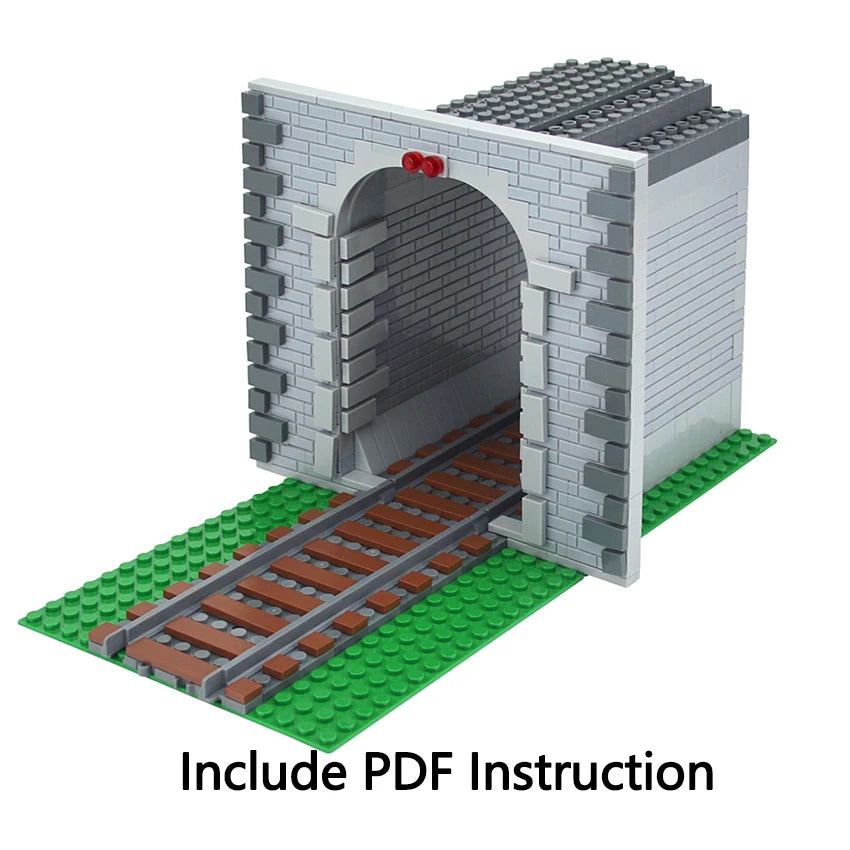City Train Tracks & Station Building Blocks Set - Mini Signs, Signal Lights, Straight & Curved Rails for Creative Railway Models
