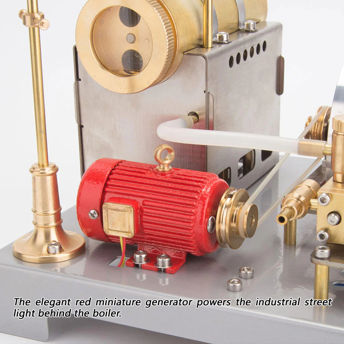 RETROL SE-02 Metal Steam Engine Model Kit with Generator Street Lamp - 100-Piece Creative Building Set