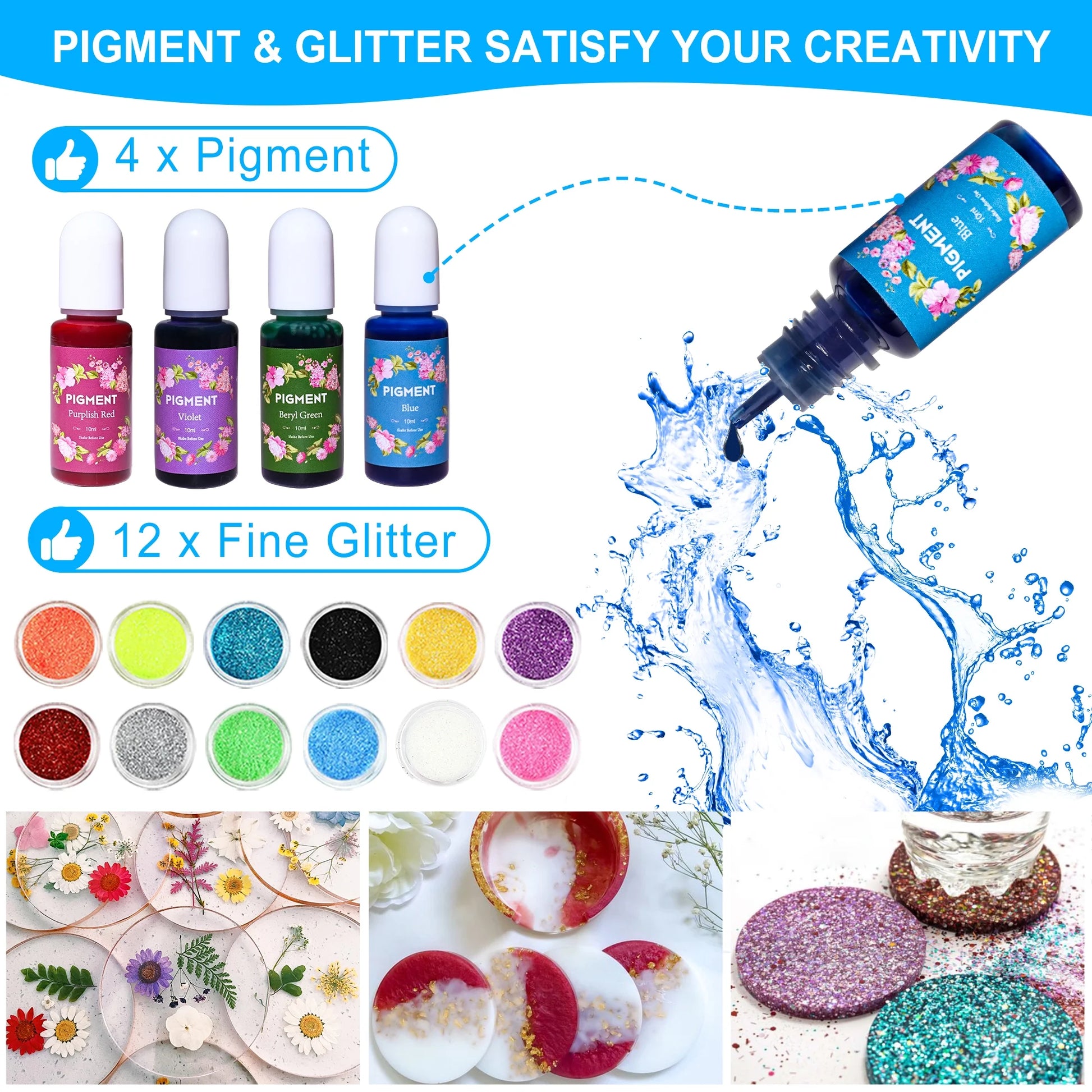 Ultimate 16Oz Epoxy Resin Kit for Art Enhancement - Includes Coaster Molds, Vibrant Pigments, Sparkling Glitter, and Gold Flakes