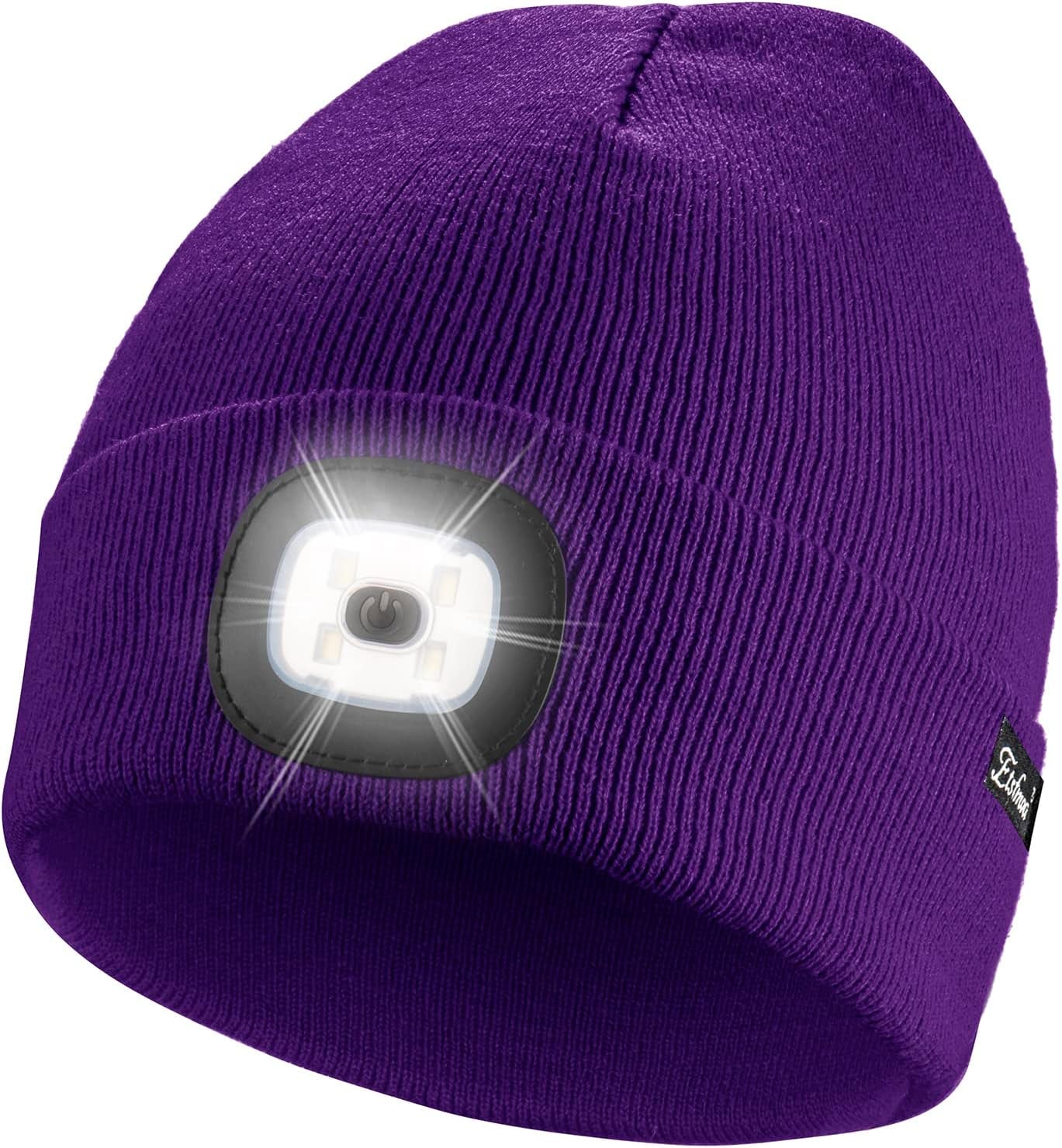 Etsfmoa Unisex USB Rechargeable Beanie with Light - Ideal Gift for Men, Dads, and Fathers