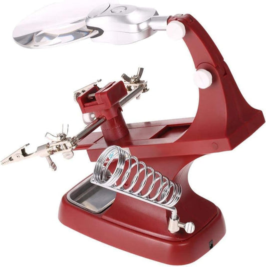 Versatile Helping Hand Magnifier Soldering Station with Dual LED Illumination for Precision Tasks