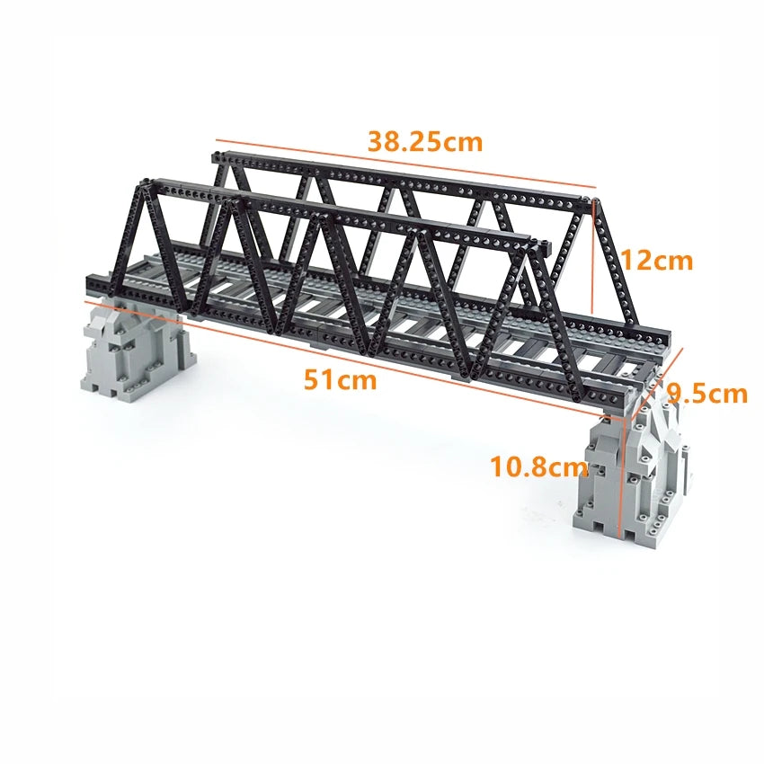 City Train Tracks & Station Building Blocks Set - Mini Signs, Signal Lights, Straight & Curved Rails for Creative Railway Models