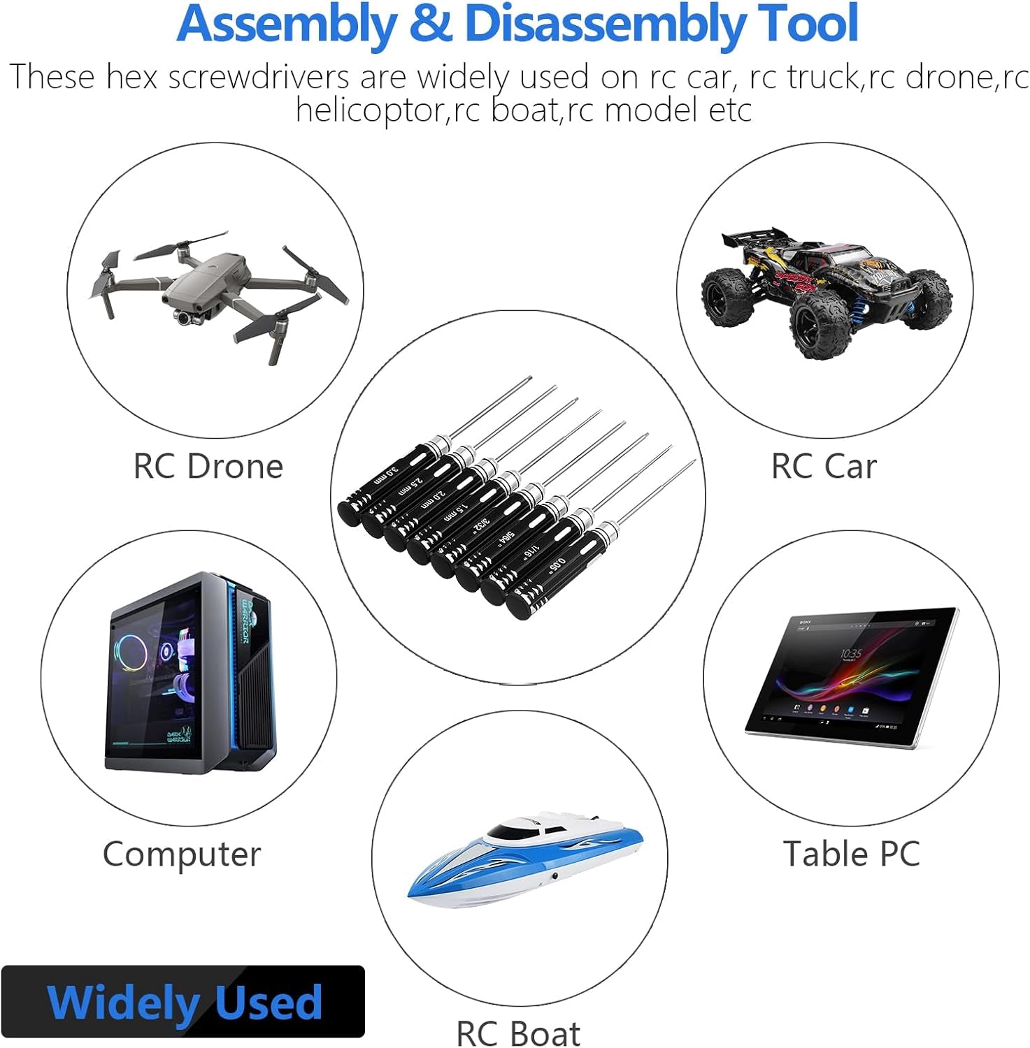 Precision 8-Piece Hex Screwdriver Set for RC Vehicles - Compatible with Traxxas and Arrma