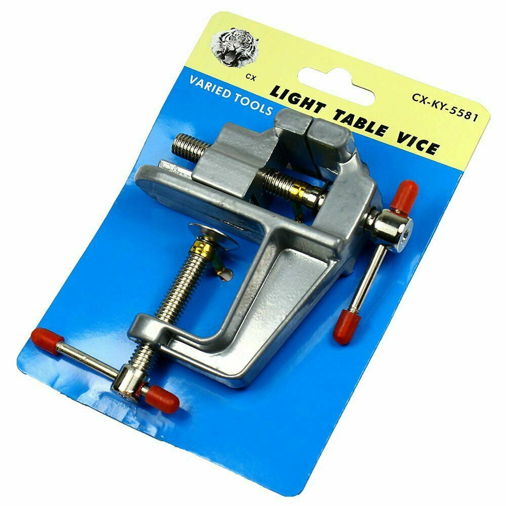 3.5" Miniature Vise - Compact Aluminum Jewelers Hobby Clamp for Table Bench Use