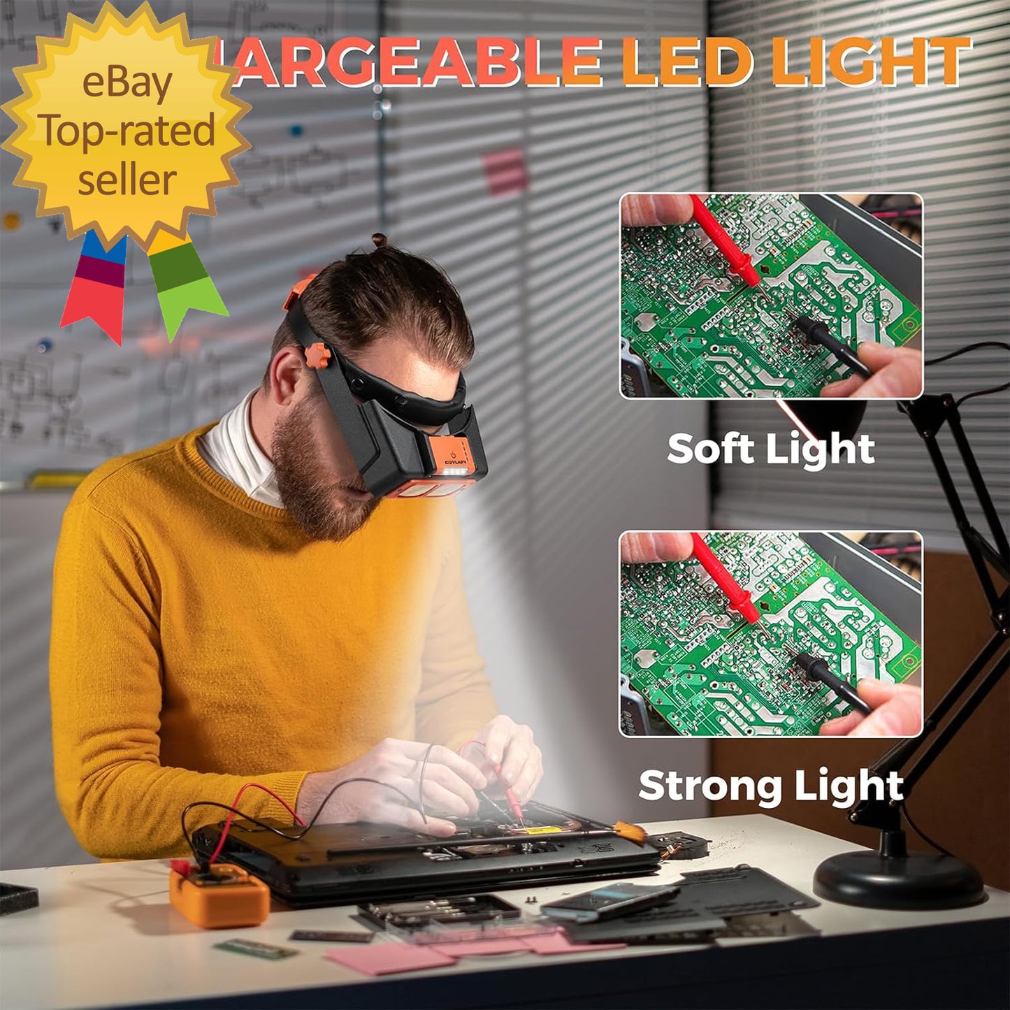 Rechargeable LED Headband Magnifier for Precision and Detail-Oriented Tasks