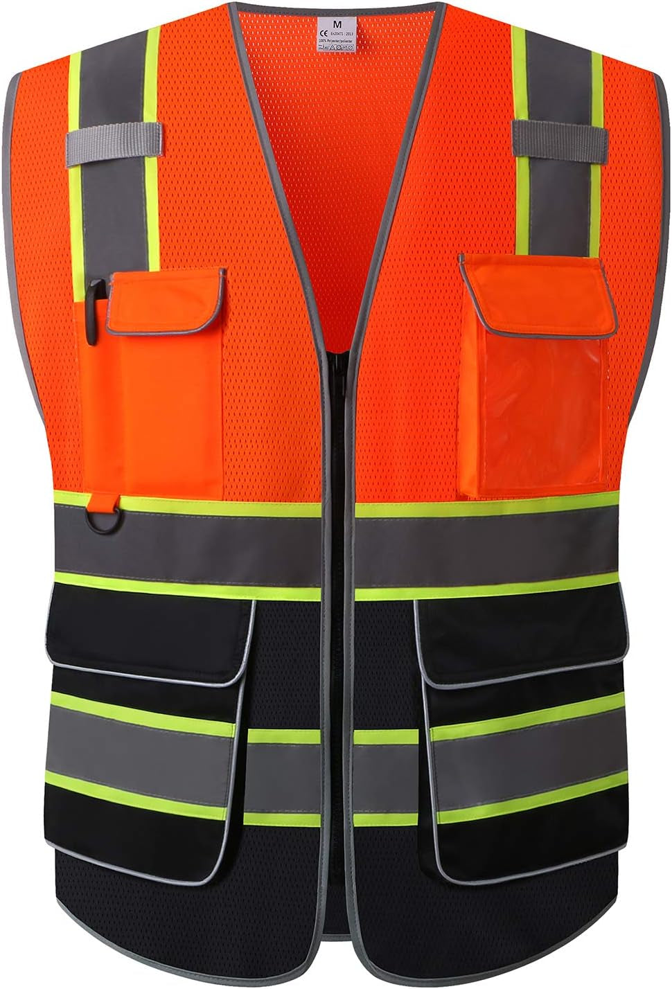 UNINOVA Class 2 High Visibility Reflective Safety Vest for Men with Pockets and Zipper, Ideal for Construction and Surveying Work