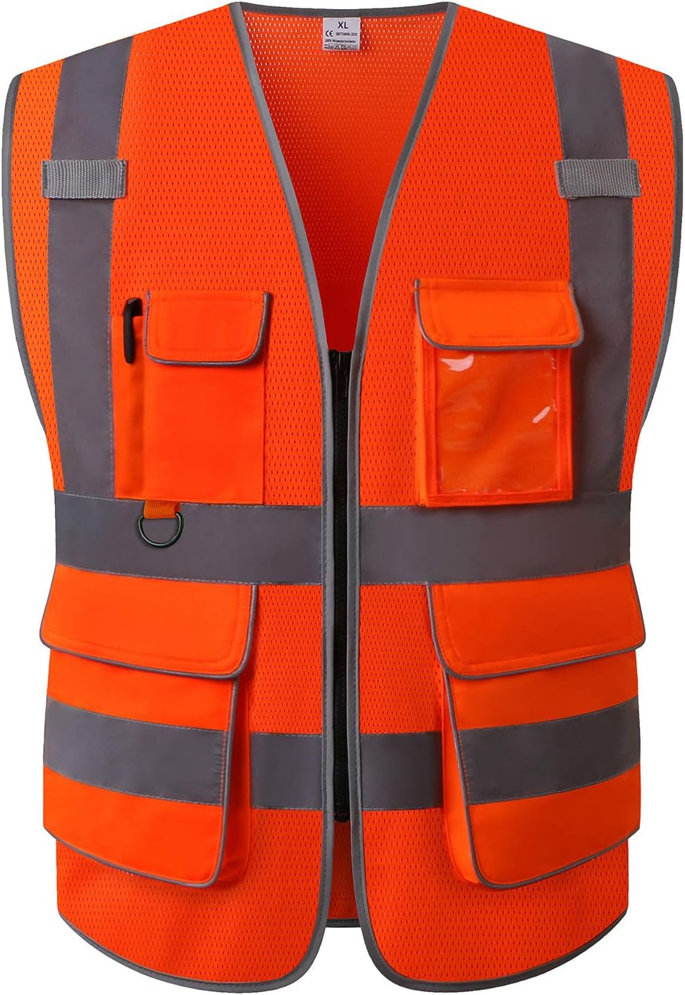 UNINOVA Class 2 High Visibility Reflective Safety Vest for Men with Pockets and Zipper, Ideal for Construction and Surveying Work