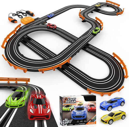 Premium Slot Car Racing Track Set - Enjoy Exciting Competitions with Four High-Speed Cars and Dual Power Options