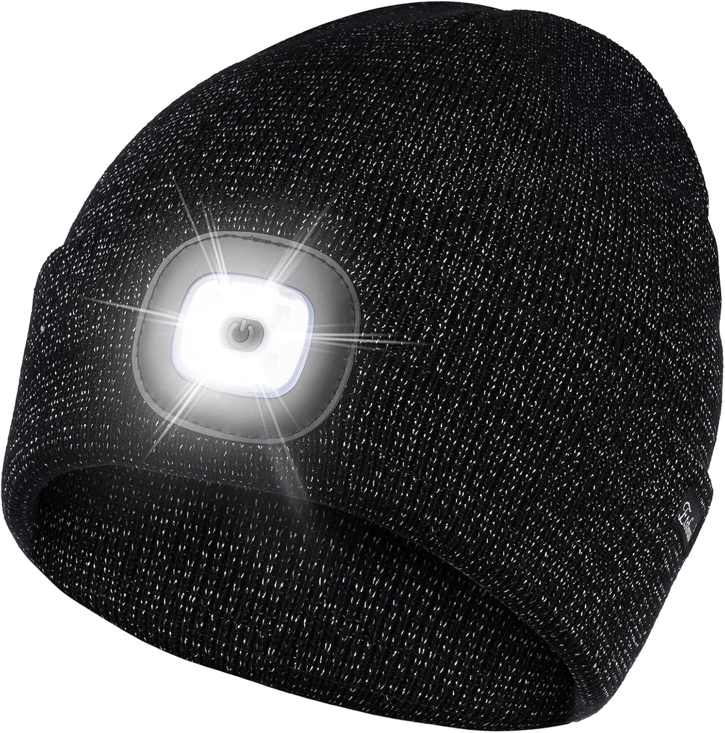 Etsfmoa Unisex USB Rechargeable Beanie with Light - Ideal Gift for Men, Dads, and Fathers