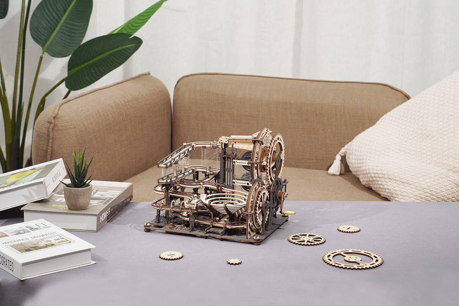 3D Wooden Puzzle Kit - Marble Night City Mechanical Model for Educational STEM Learning, Safe and Non-Toxic Laser-Cut Wood, Suitable for Adults and Teens