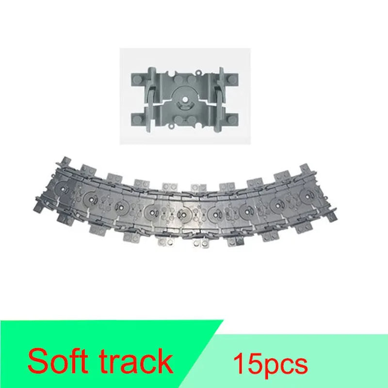 City Train Tracks & Station Building Blocks Set - Mini Signs, Signal Lights, Straight & Curved Rails for Creative Railway Models