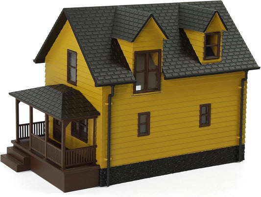 Assembled HO Scale 1:87 Modern Yellow Residential House Model for Train Layout Diorama - JZHO01