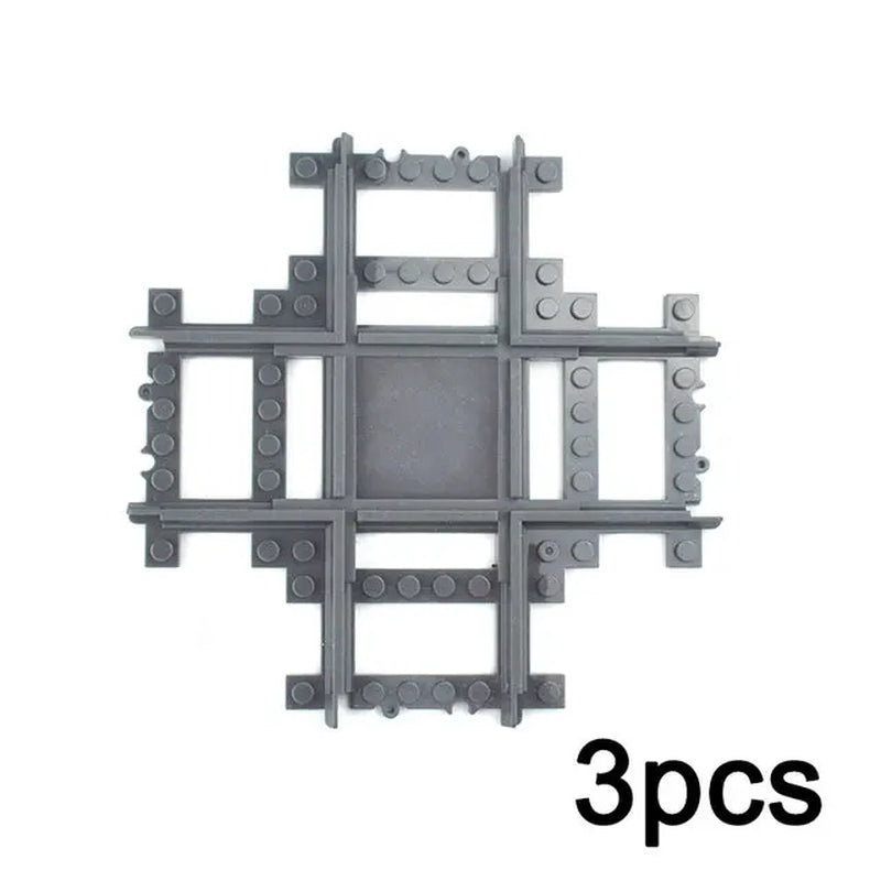 City Train Tracks & Station Building Blocks Set - Mini Signs, Signal Lights, Straight & Curved Rails for Creative Railway Models