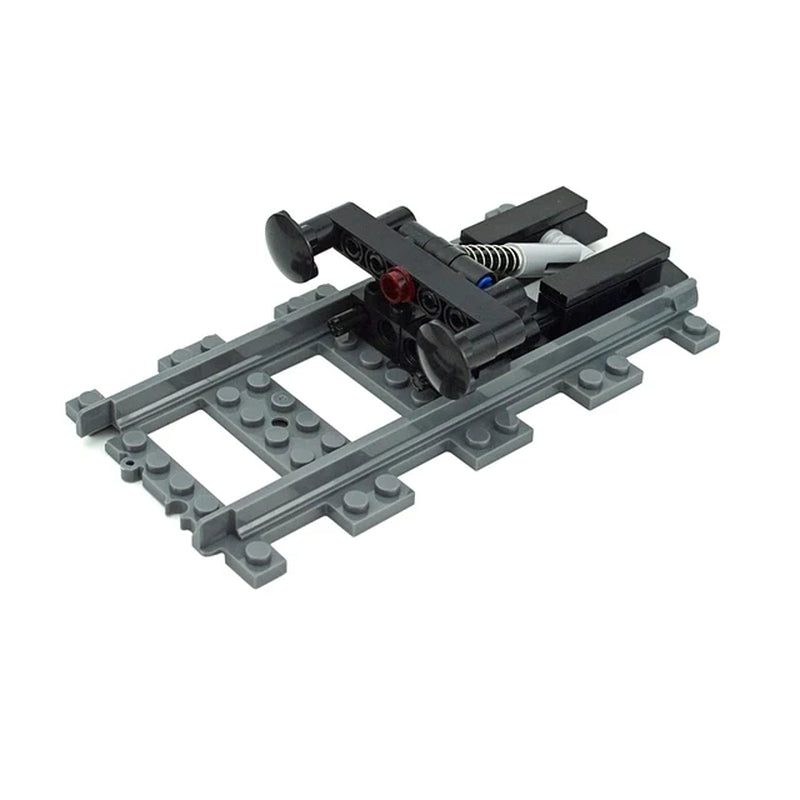 City Train Tracks & Station Building Blocks Set - Mini Signs, Signal Lights, Straight & Curved Rails for Creative Railway Models