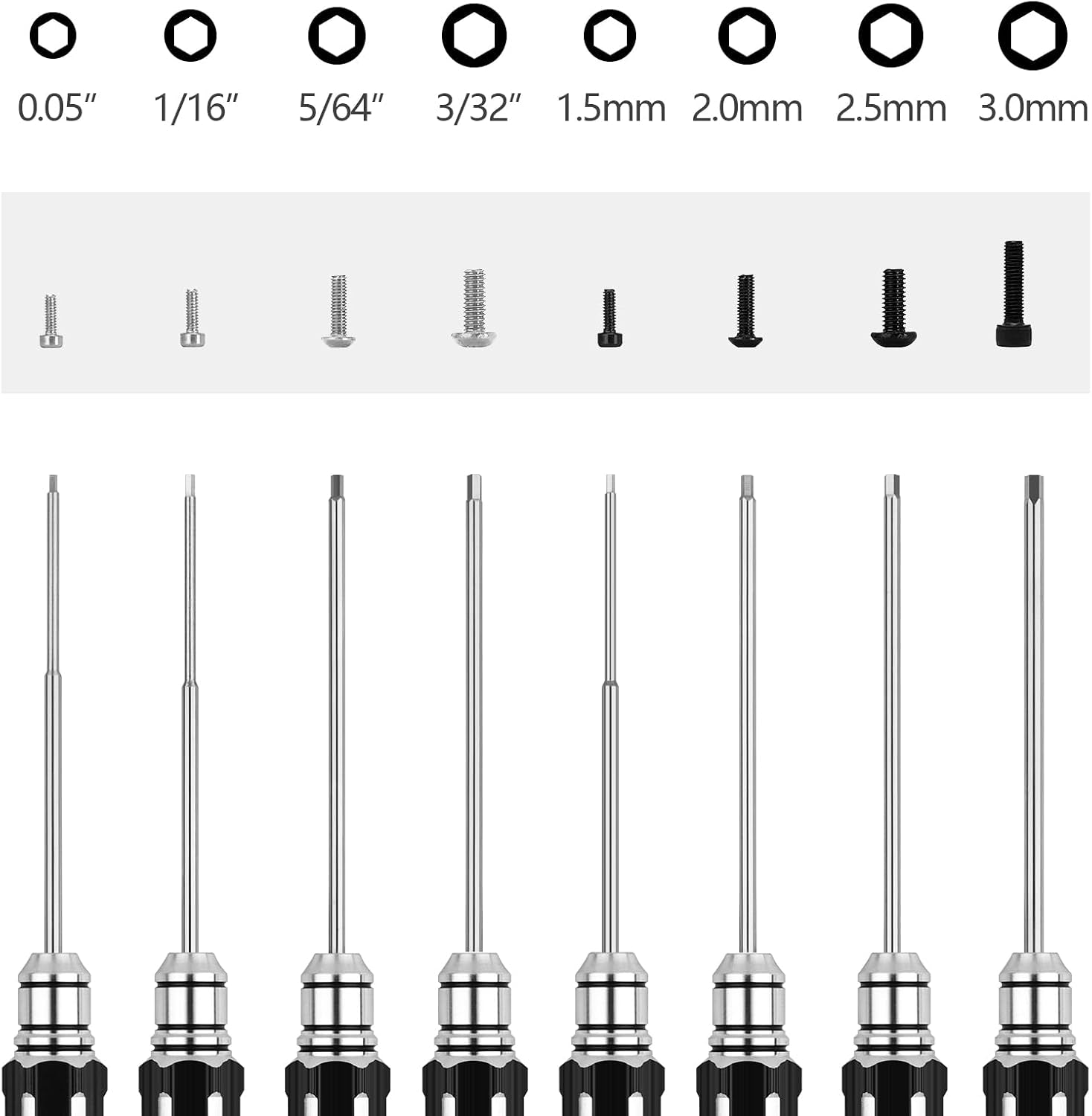 Precision 8-Piece Hex Screwdriver Set for RC Vehicles - Compatible with Traxxas and Arrma